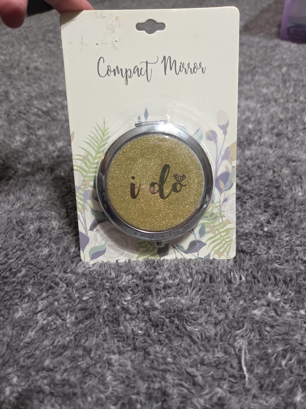 Compact Mirror with Gold Glitter Accent - I do - Women Makeup